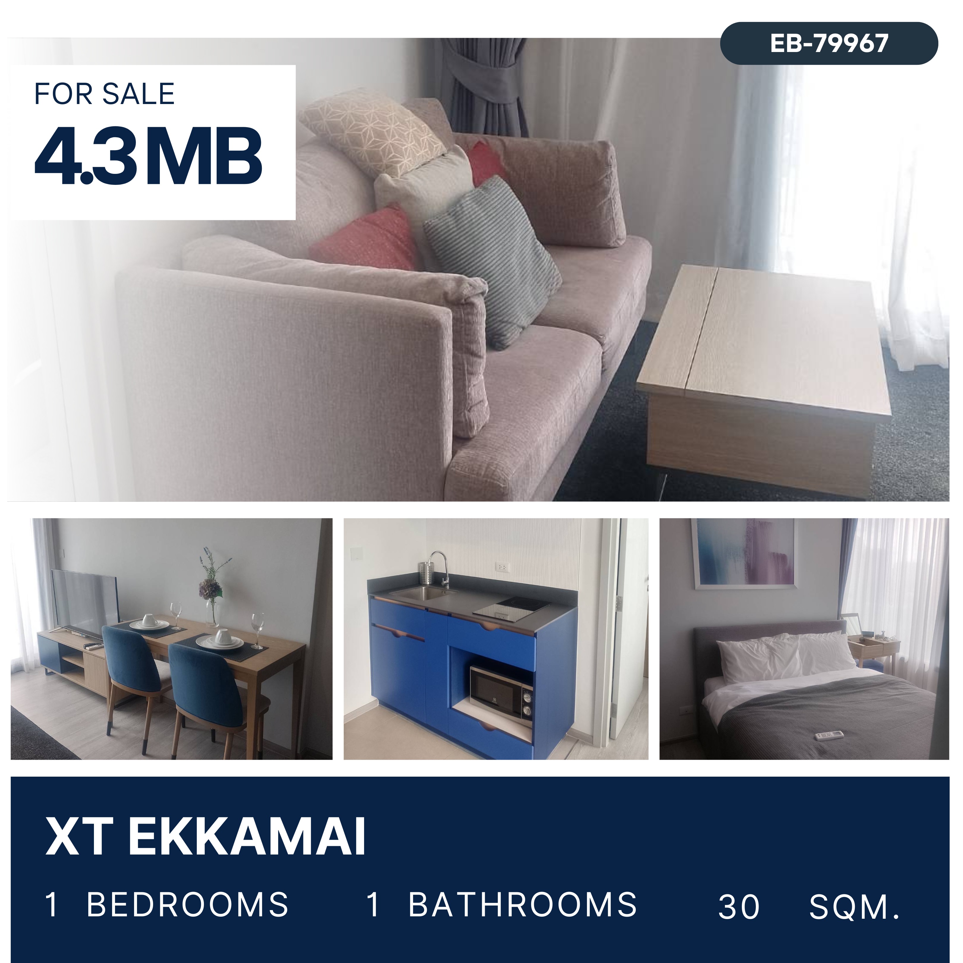 ขายคอนโดสุขุมวิท อโศก ทองหล่อ : XT Ekkamai 1 Bedroom for sale 4.3 MB.