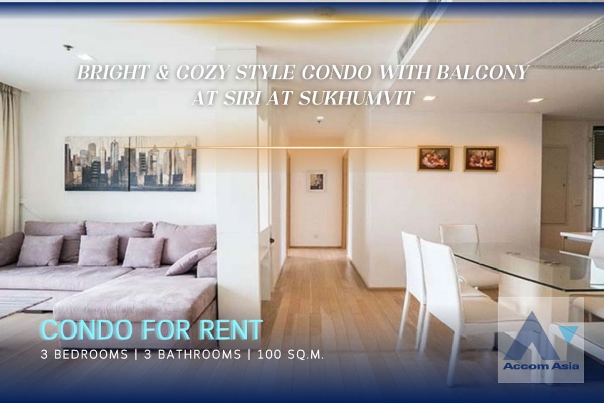 ให้เช่าคอนโดสุขุมวิท อโศก ทองหล่อ : 🔼 AccomA🔽  Bright condo with full furnishings at Siri at Sukhumvit (1515246)