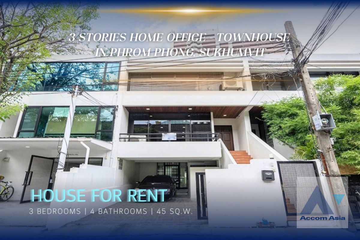 ให้เช่าทาวน์โฮมสุขุมวิท อโศก ทองหล่อ : 🔼AccomA🔽 Home Office Classic house with rooftop and stylish interior in Phrom Phong (110107)