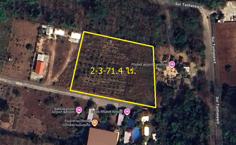 For SaleLandPhuket : Land for sale, 2 rai, 3 ngan, 71 sq m, near Phuket Airport, suitable for a resort, dormitory, Thalang District, Phuket.
