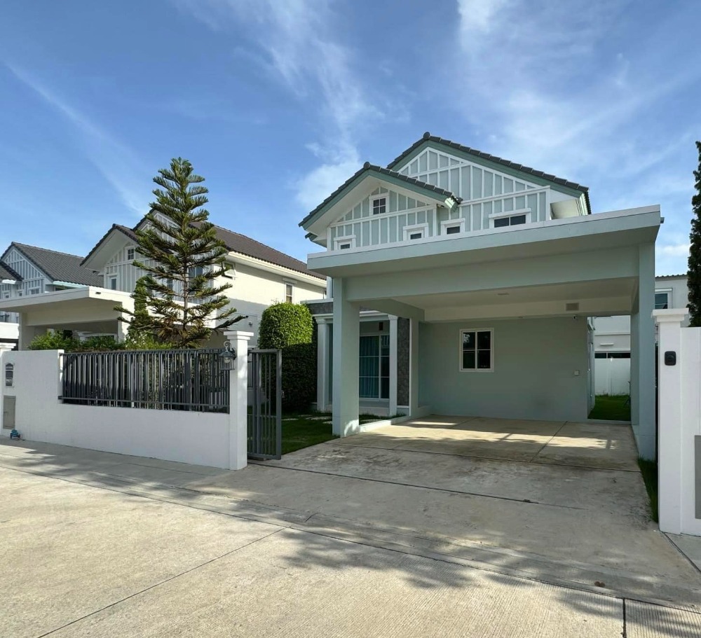 For RentHouseBangna, Bearing, Lasalle : Single house for rent, Villa Gio, Srinakarin-Bangna, with air conditioning, fully furnished, 3 bedrooms, 3 bathrooms, rental price 69,000 baht per month