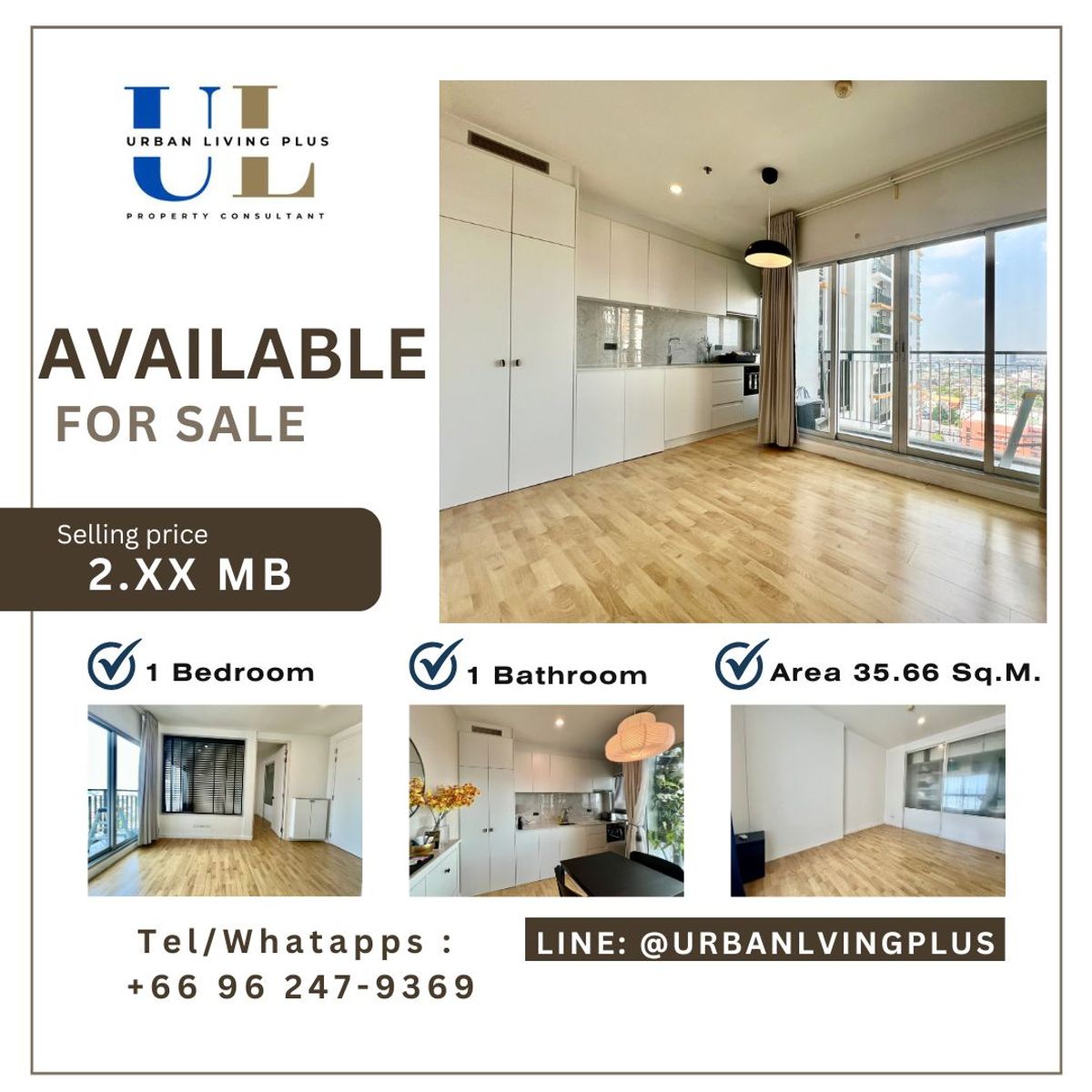 For SaleCondoThaphra, Talat Phlu, Wutthakat : ( U20241009500 ) Tel/Line 096-2479369 ✨FOR SELL !!! The Parkland Taksin - Thapra ✨ 1 bedroom, 1 bathroom, 35.66 SQ.M., High floor, Never rented!!!✨
