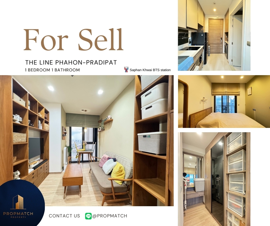 ขายคอนโดสะพานควาย จตุจักร : ✨ราคาสุดว้าว ห้องแต่งสุดปัง✨The Line Phahol-Pridipat (1ห้องนอน 34 ตรม.) ชั้นสูงวิวดี แต่งครบสุด!! ราคาเพียง 5.15 ลบ. Tel.0981315848 @propmatch