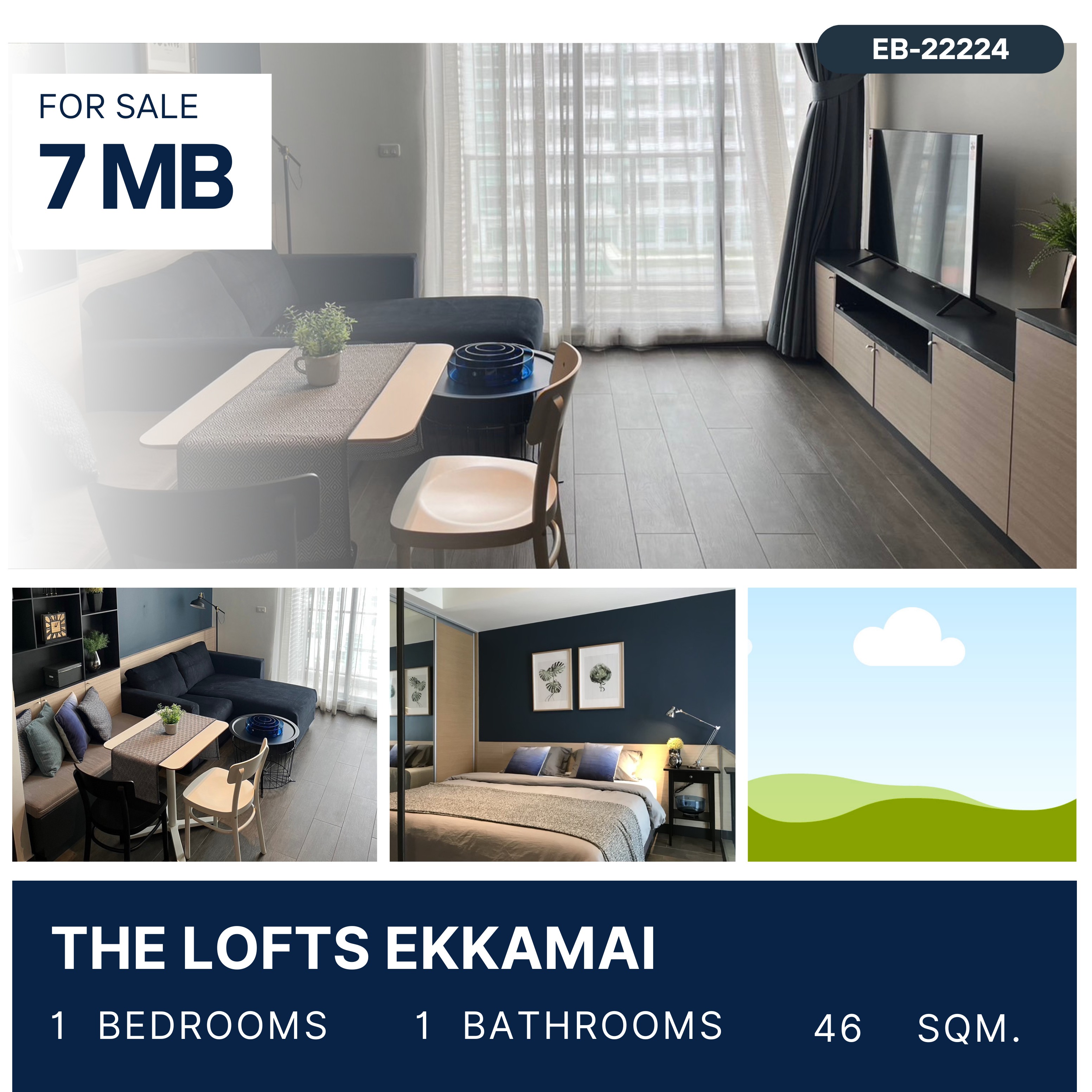 For SaleCondoSukhumvit, Asoke, Thonglor : The Lofts Ekkamai 1 นอน ติด BTS เอกมัยขายพร้อมผู้เช่า 7 MB.