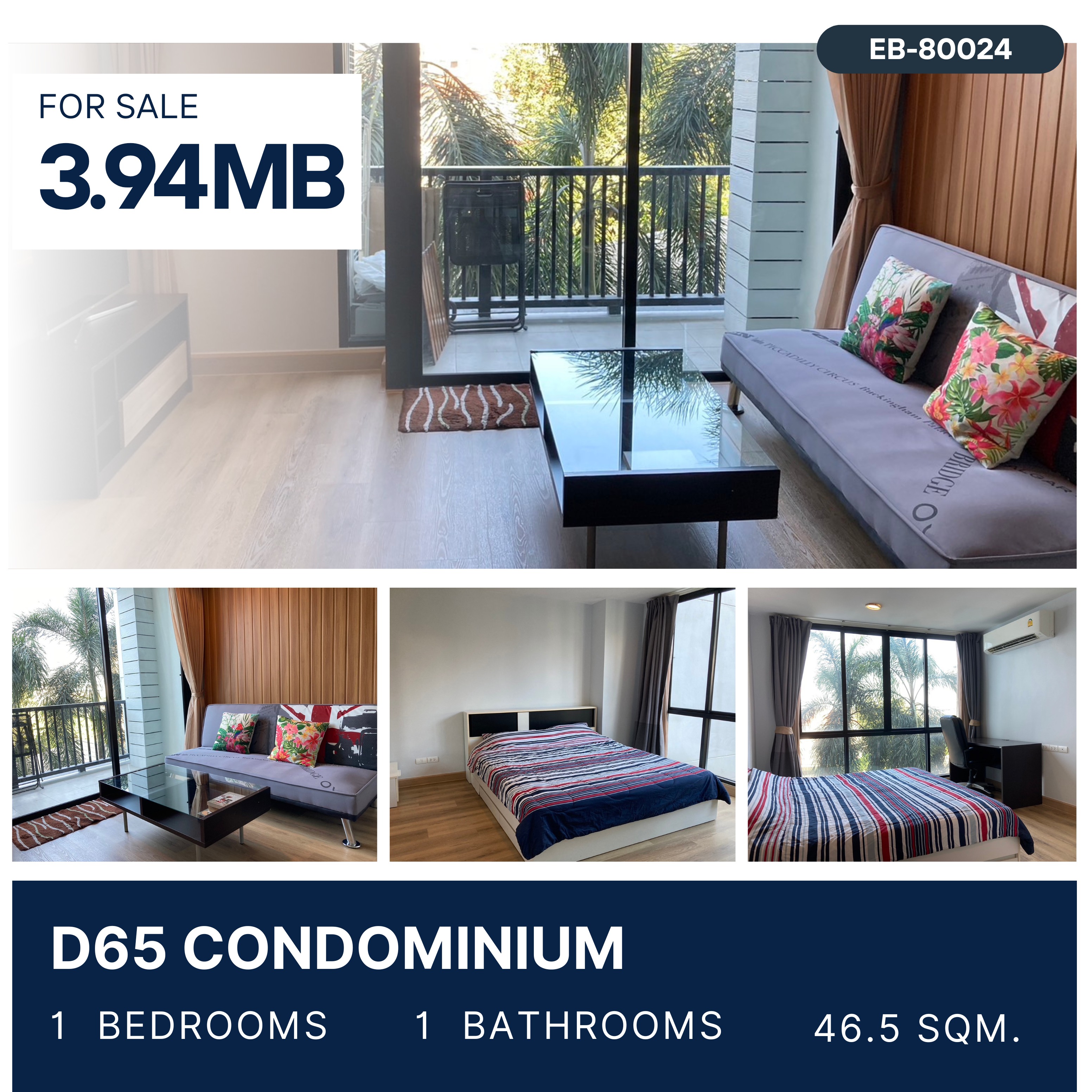 ขายคอนโดอ่อนนุช อุดมสุข : D65 Condominium 1 Bedroom ห้องใหญ่ 3.94 MB
