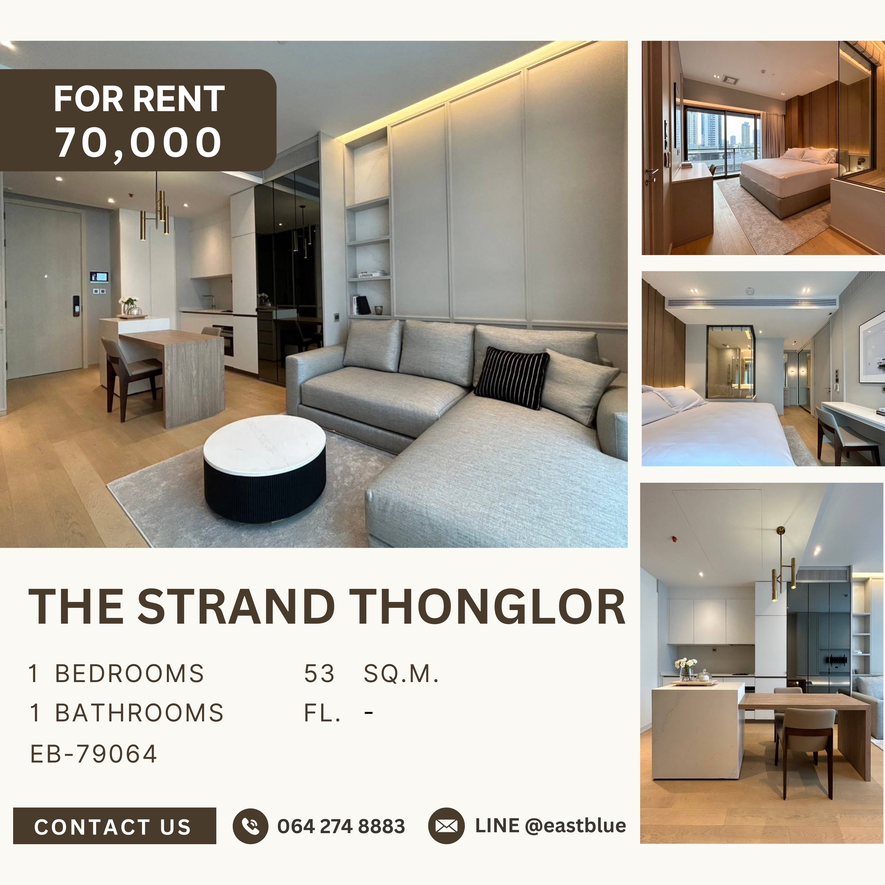 ให้เช่าคอนโดสุขุมวิท อโศก ทองหล่อ : The Strand Thonglor, 1 bed, 70000 per month