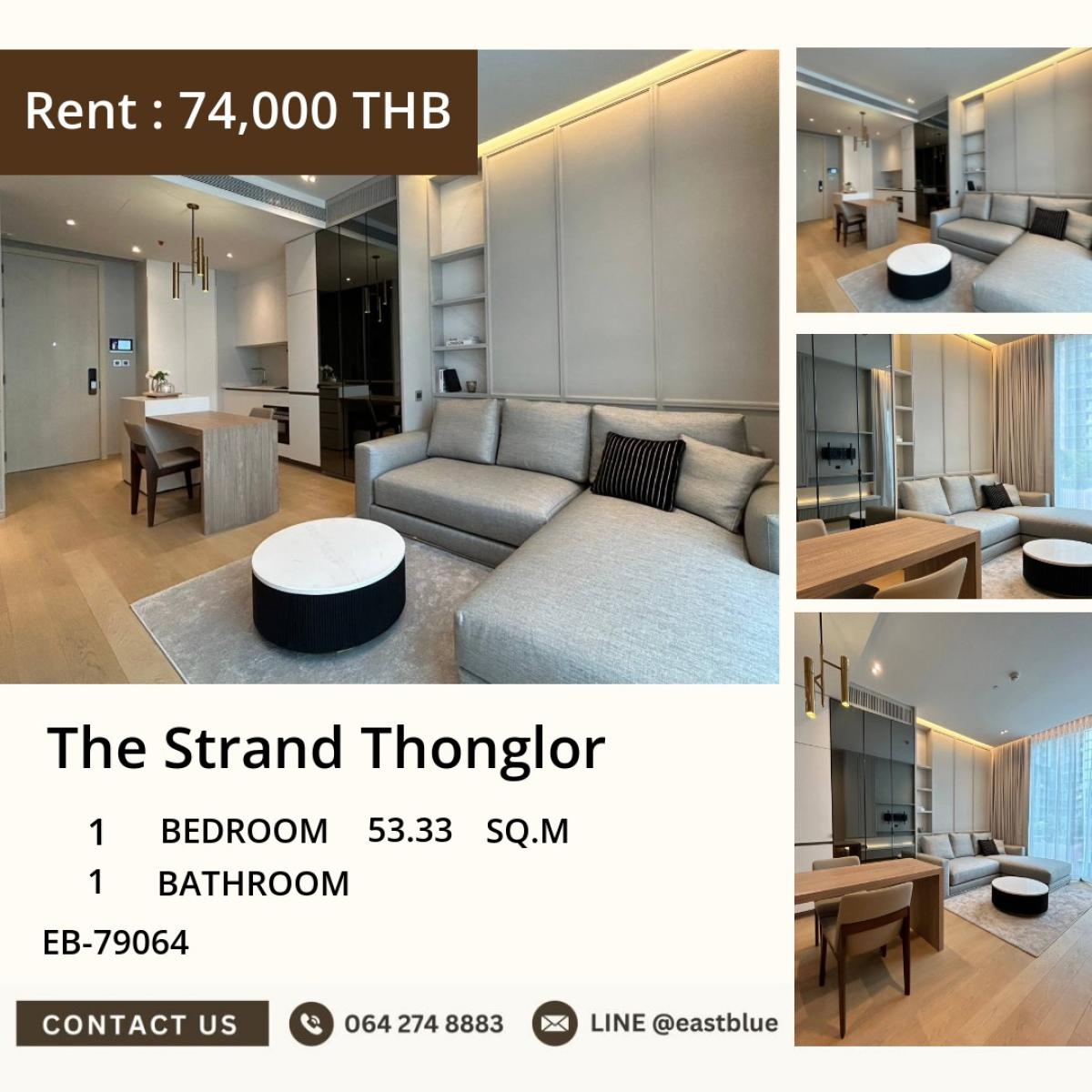 For RentCondoSukhumvit, Asoke, Thonglor : 03/04/2026, Rent a condo The Strand Thonglor 1 bedroom, beautiful view, close to BTS Thonglor
Luxurious and worth it, 53 sq.m., only 74,000 baht/month! 0642748883