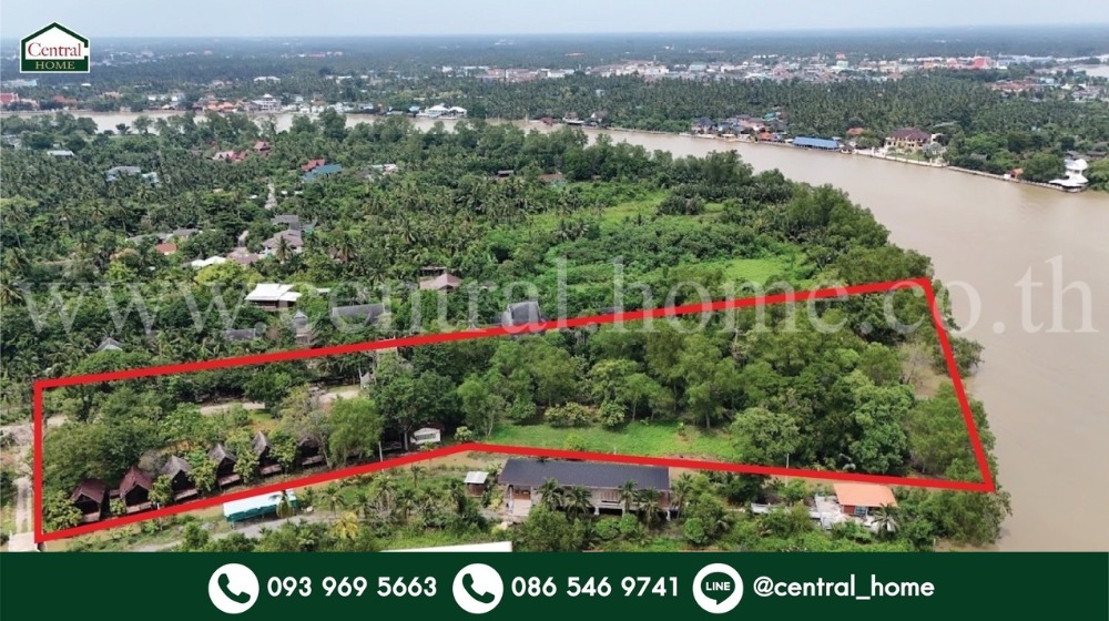 For SaleLandSamut Songkhram : Land area 4-3-26 rai, next to Mae Klong River, Amphawa, Samut Songkhram Province