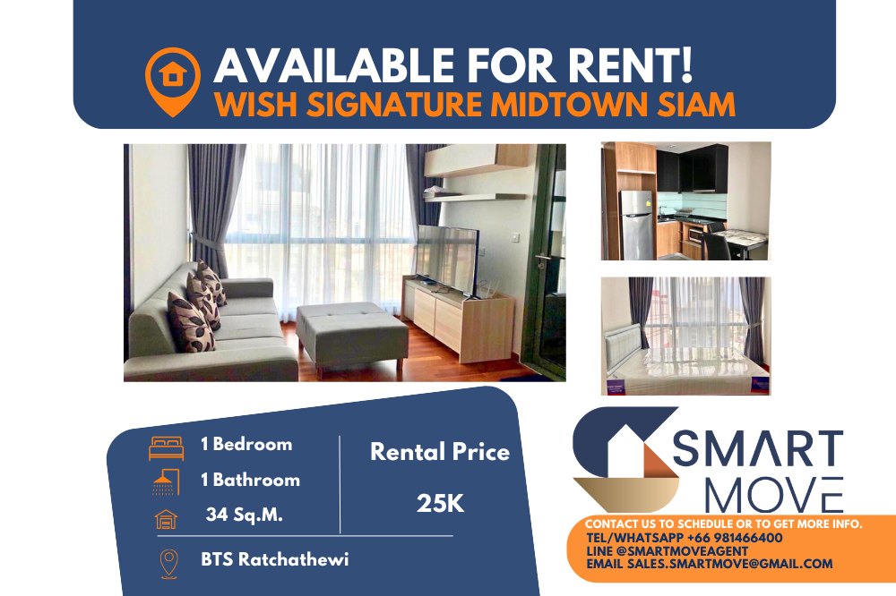 For RentCondoRatchathewi,Phayathai : 🔥FOR RENT !!🔥 Code C20241000024..........Wish Signature Midtown Siam, 1 bedroom, 1 bathroom, high floor 29+, Private elevator, furnished, ready to move in