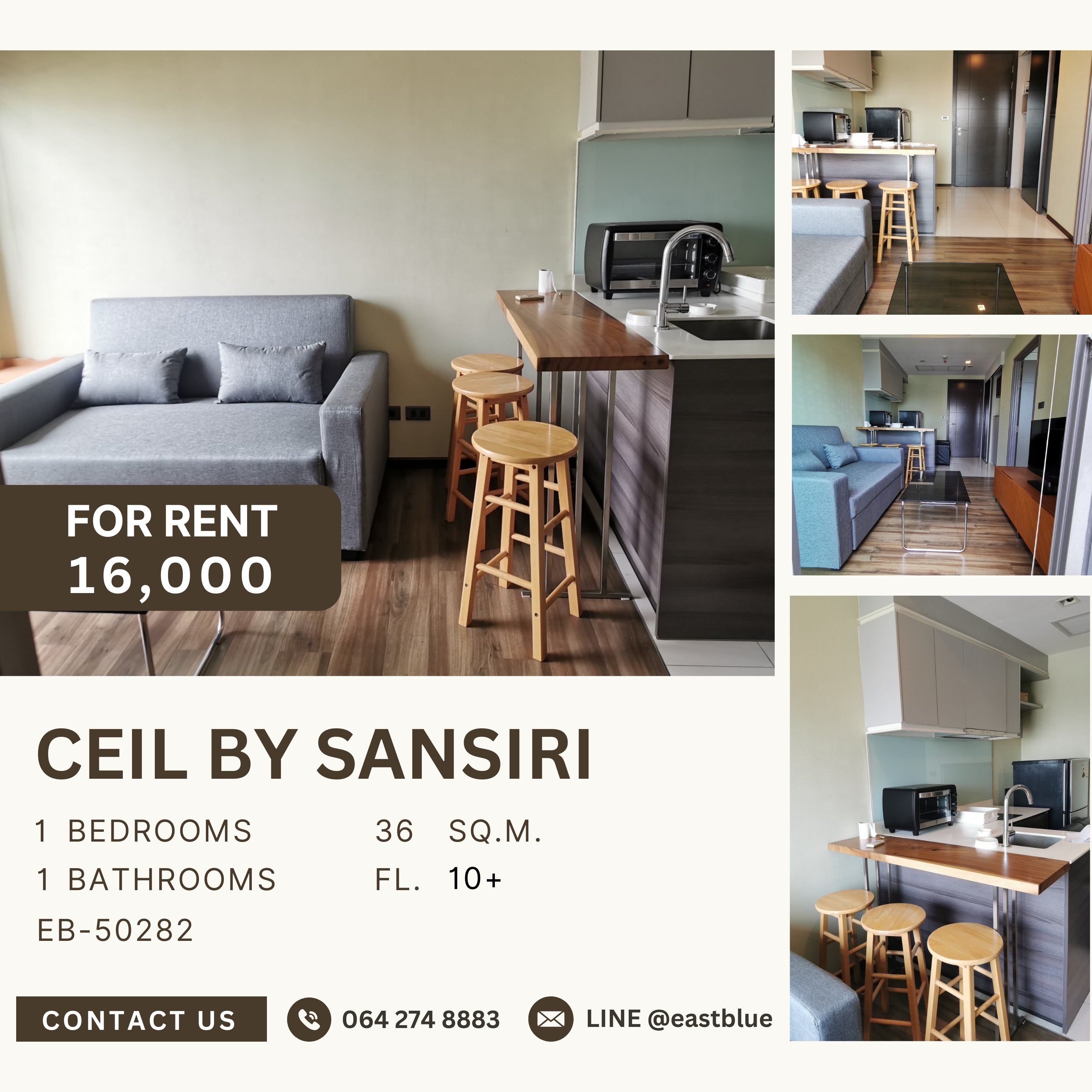 ให้เช่าคอนโดสุขุมวิท อโศก ทองหล่อ : Ceil by Sansiri, 1 bed, 16000 per month