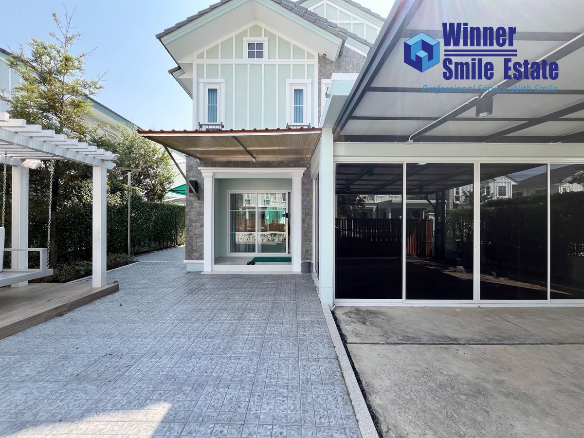 For RentHouseBangna, Bearing, Lasalle : For rent, single house, Villaggio 2 Srinakarin - Bangna, location near Mega Bangna, beautiful house, fully decorated, convenient transportation