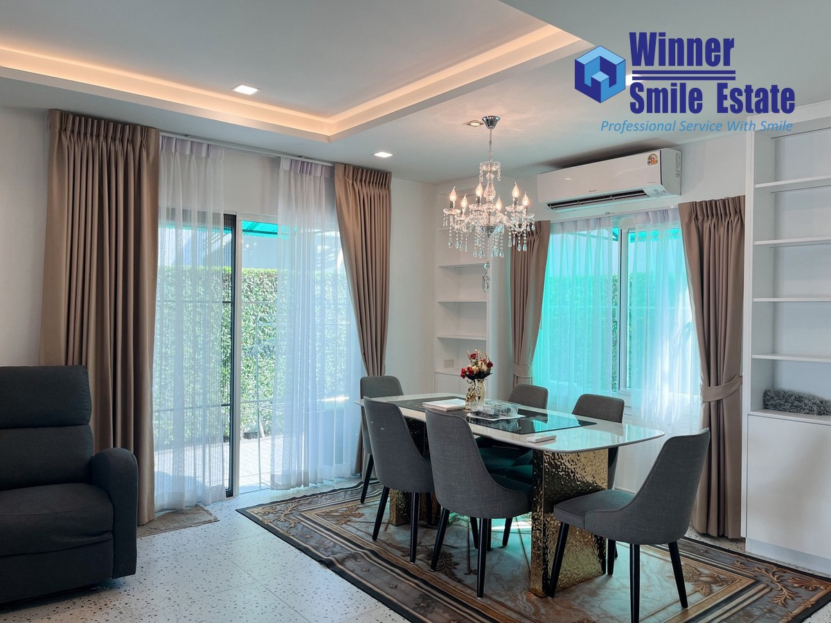 For RentHouseBangna, Bearing, Lasalle : For rent, single house, Villaggio 2 Srinakarin - Bangna, location near Mega Bangna, beautiful house, fully decorated, convenient transportation