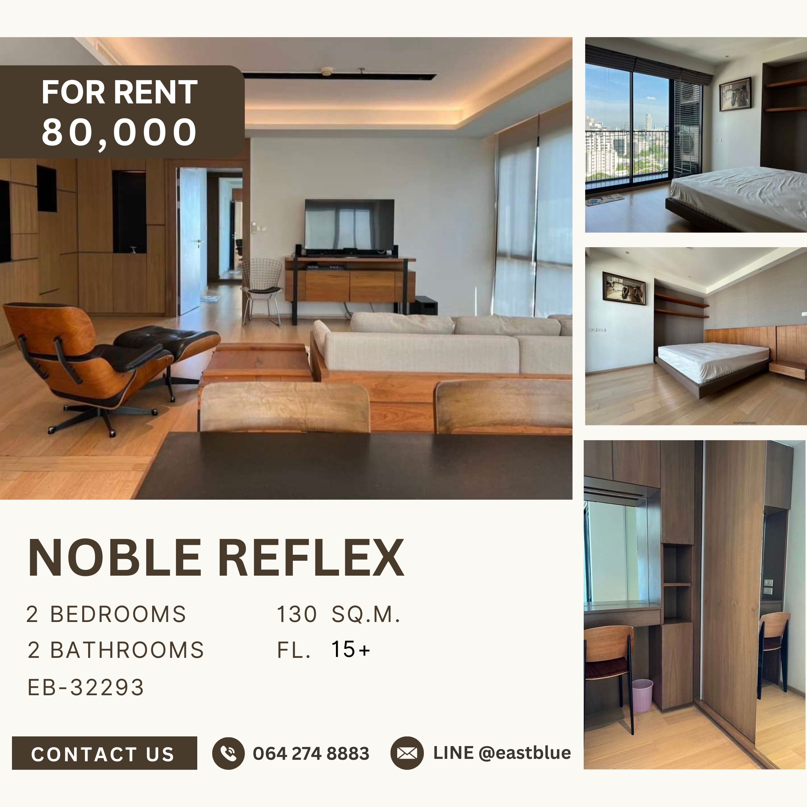 For RentCondoAri,Anusaowaree : Noble Reflex, 2 bed, 80000 per month
