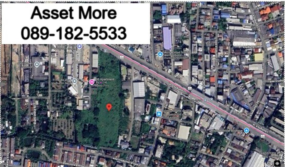 For SaleLandNawamin, Ramindra : Beautiful rectangular land plot for sale, land size 13.-2-14 rai (5414 sq m), Ram Intra Road, Bang Khen District, Bangkok.