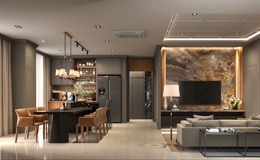 For SaleHouseSukhumvit, Asoke, Thonglor : Newly built single house for sale, 3 bedrooms + maid's room, with private swimming pool, beautifully decorated, fully furnished, Soi Ekkamai-Petchburi-Rama 9, near expressway