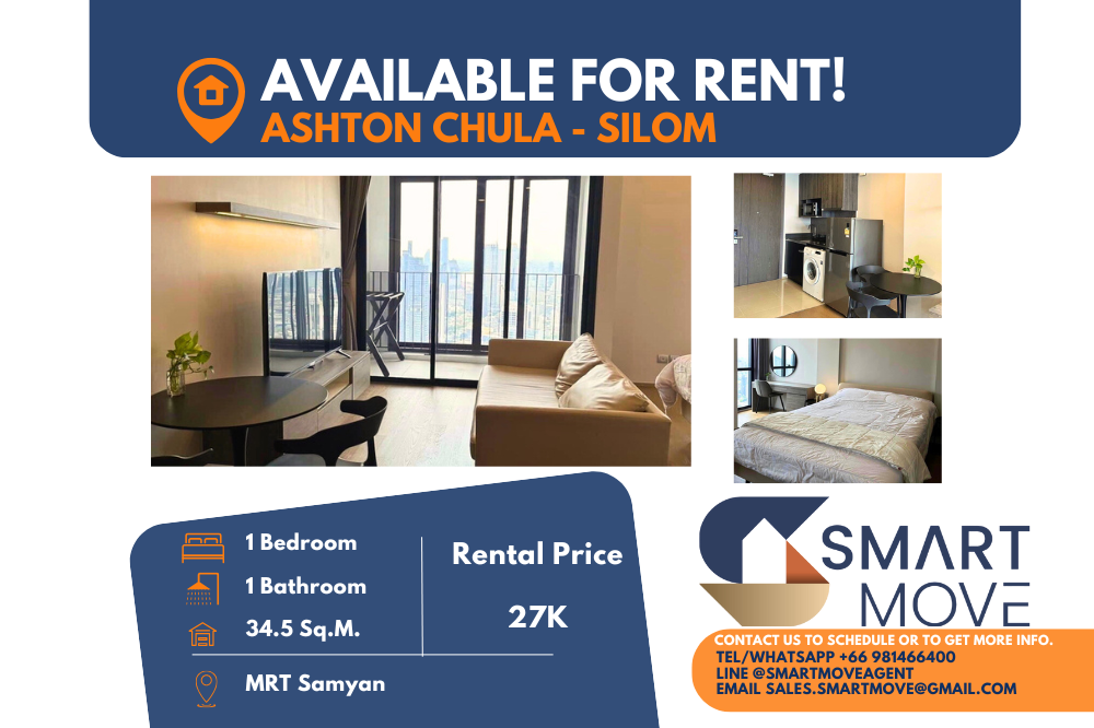 For RentCondoSiam Paragon ,Chulalongkorn,Samyan : 🔥 FOR RENT !! 🔥Code C20230600526..........Ashton Chula - Silom, 1 bedroom, 1 bathroom, high floor 55+, City View, furnished, ready to move in