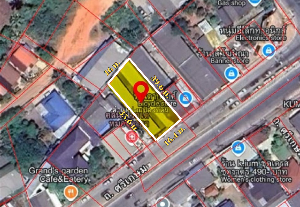 For SaleLandKoh Samui, Surat Thani : Land for sale in the heart of Surat Thani city, on Sri Kasem Road, near Nai Luk Intersection.