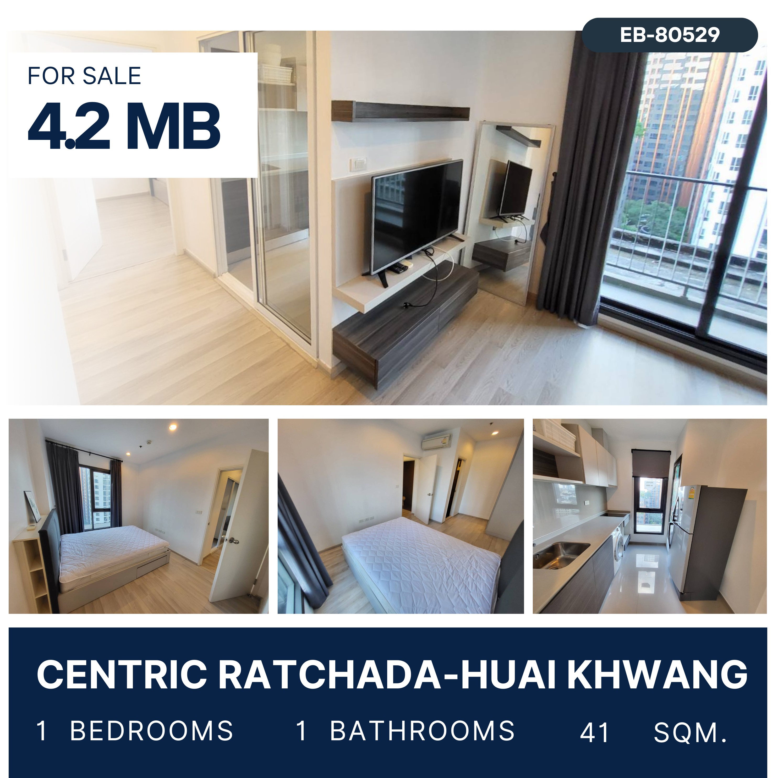 ขายคอนโดรัชดา ห้วยขวาง : ขายขาดทุน Centric Ratchada Huaikwang 1 Bedroom ห้องแต่งครบ ใกล้ MRT ห้วยขวาง 4.2 MB