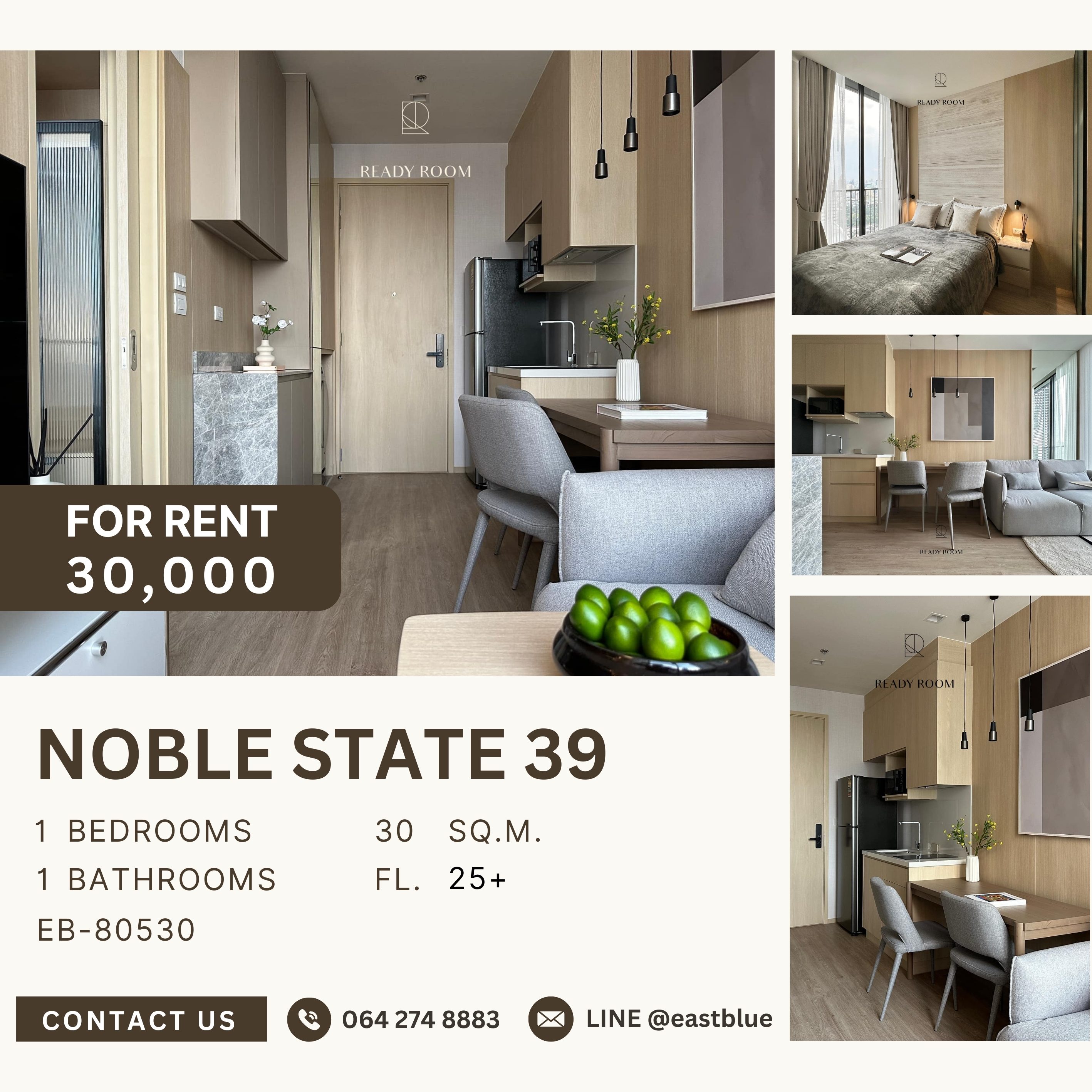 For RentCondoSukhumvit, Asoke, Thonglor : NOBLE STATE 39, 1 bed, 30000 per month
