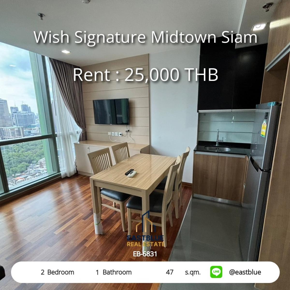 For RentCondoRatchathewi,Phayathai : Rent a condo at Wish Signature Midtown Siam, 2 bedrooms, in the heart of Ratchathewifor only 25,000 Baht/month, close to BTS and famous shopping areas!