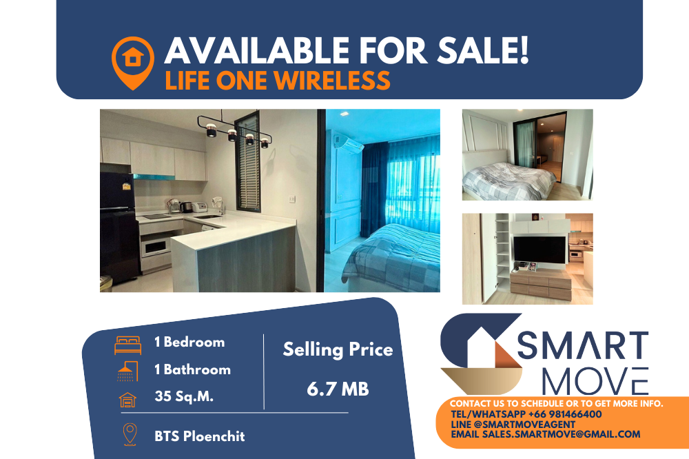 For SaleCondoWitthayu, Chidlom, Langsuan, Ploenchit : 🔥FOR SALE !! 🔥Code C20230900145.......Life One Wireless, 1 bedroom, 1 bathroom, North Facing, high floor 19+, furnished, Special Deal!!📢