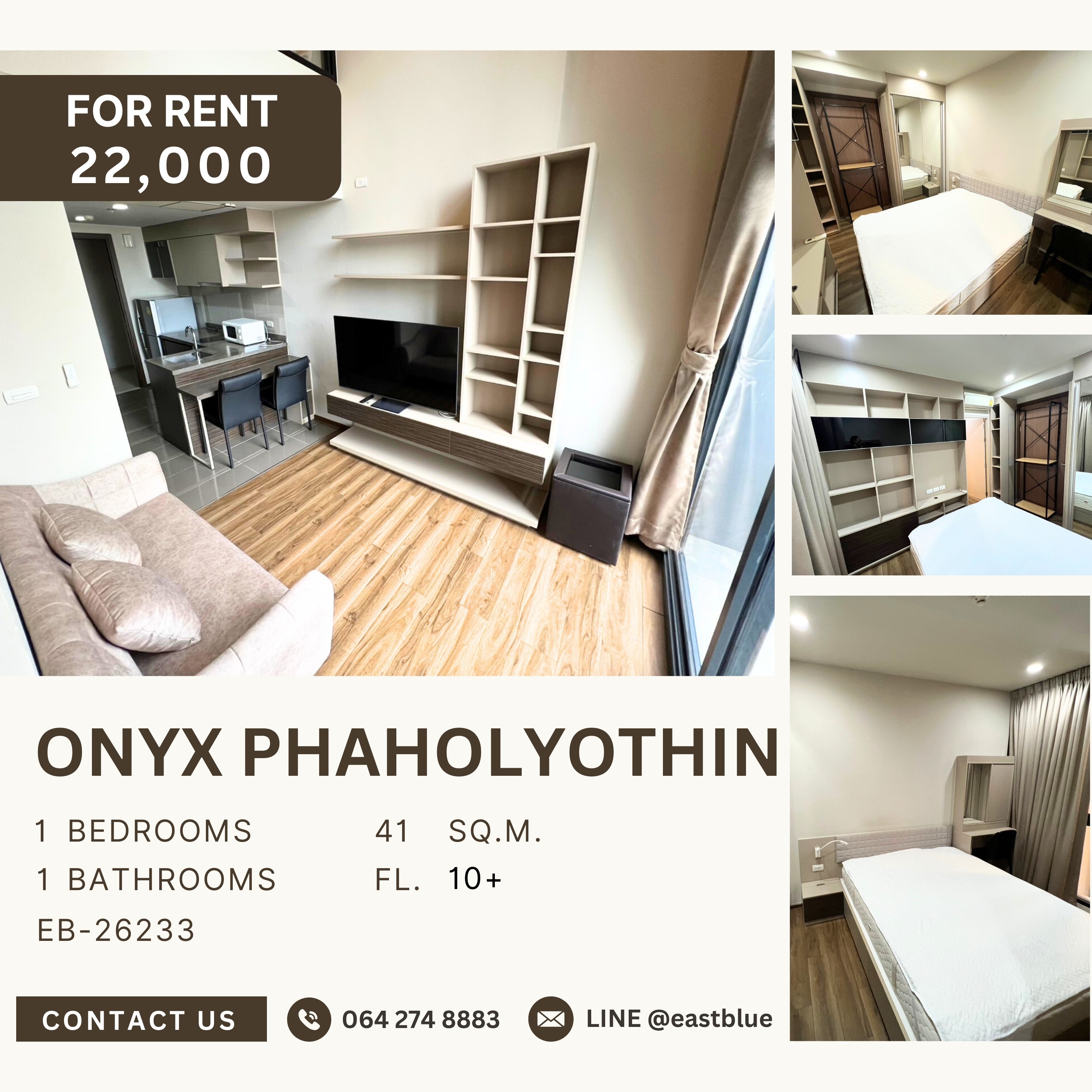 For RentCondoSapankwai,Jatujak : ONYX Phaholyothin, 1 bed, 22000 per month