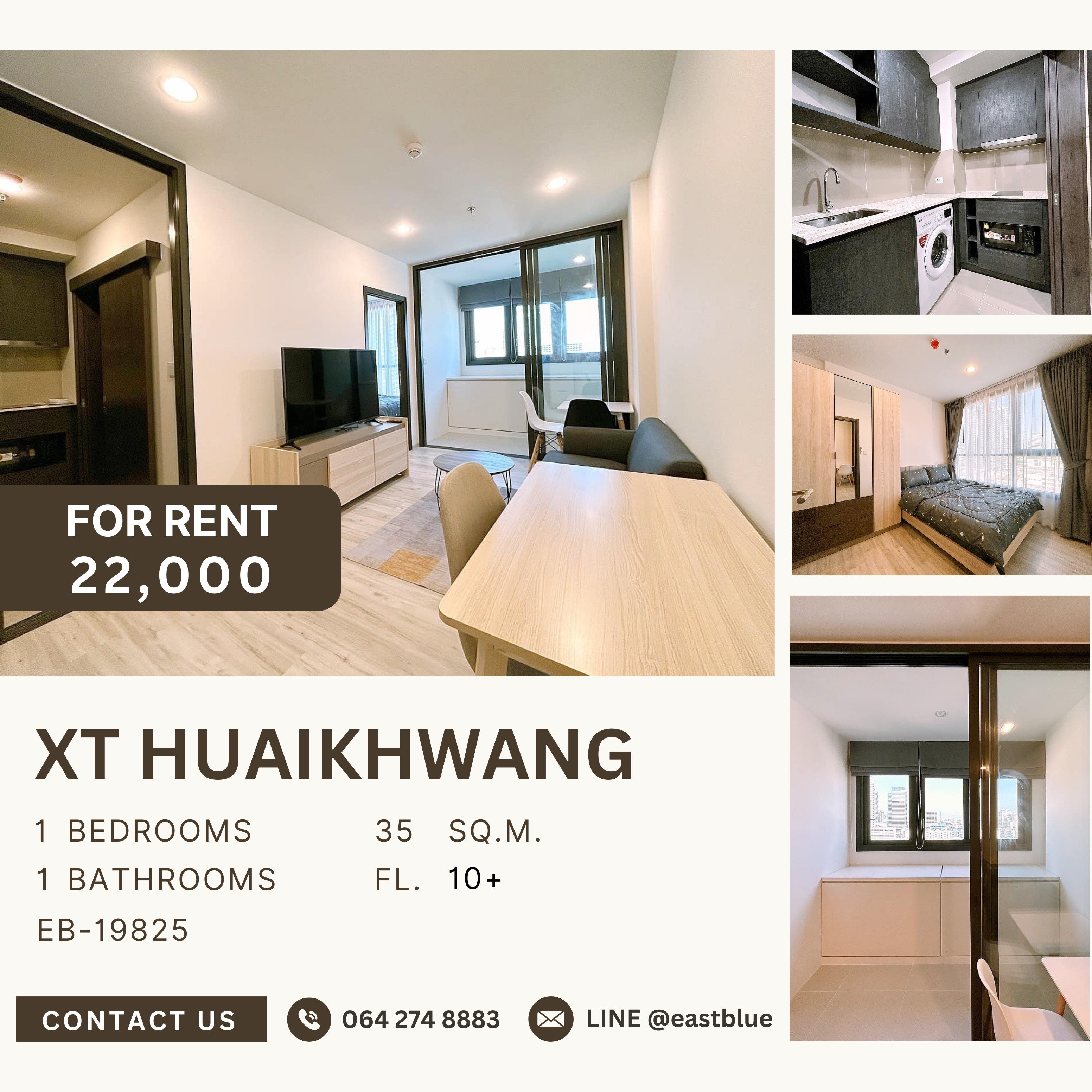 ให้เช่าคอนโดรัชดา ห้วยขวาง : XT Huaikhwang, 1 bed, 22000 per month