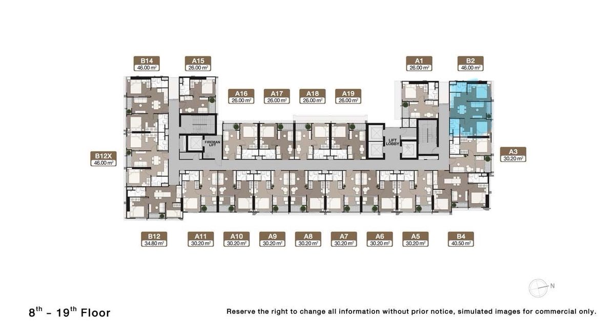 ขายดาวน์คอนโดพระราม 9 เพชรบุรีตัดใหม่ RCA : 🚩Nue District R9 (46 sqm.) FQ