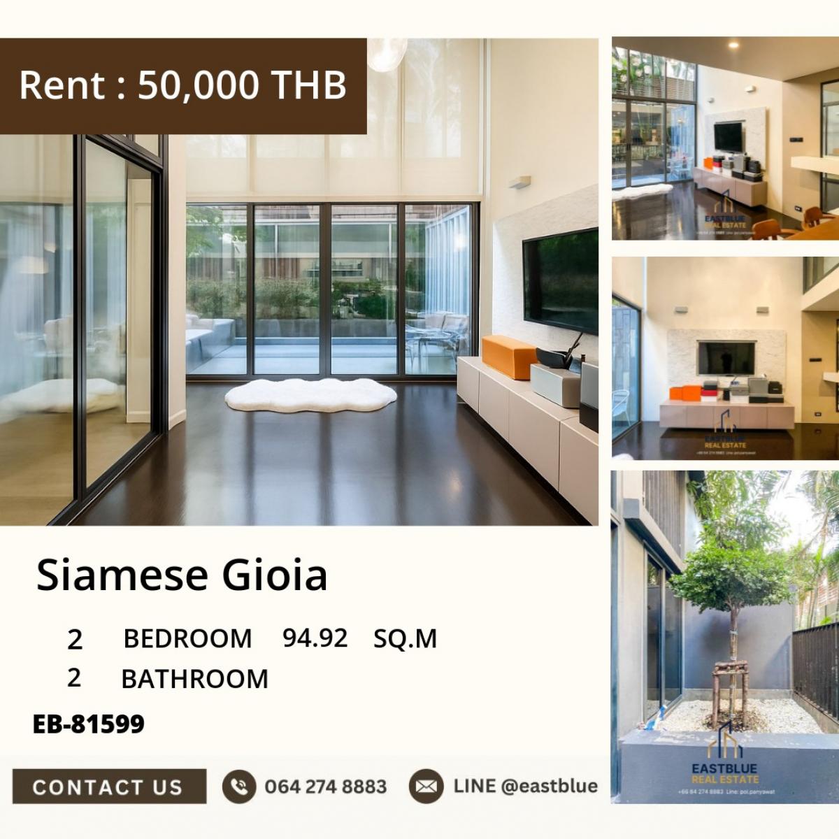For SaleCondoSamut Prakan,Samrong : 22/03/2026, Luxury! 2-bedroom condo Siamese Gioia in the heart of Phrom Phong
For sale at 12 million or rent at 50,000 baht/month. Close to BTS/MRT, convenient transportation! 0642748883