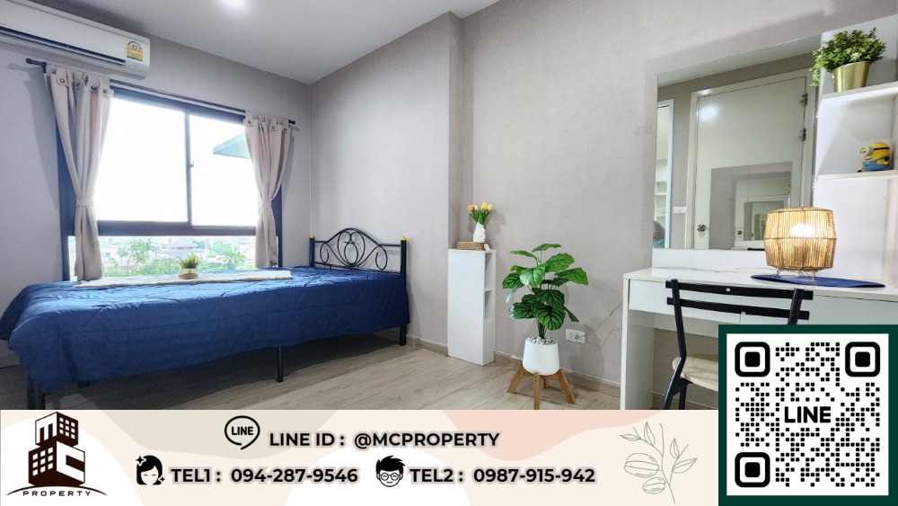 For RentCondoThaphra, Talat Phlu, Wutthakat : For rent: Parkland Petchkasem Tha Phra, 37.12 sq m., swimming pool view, newly renovated room, new furniture