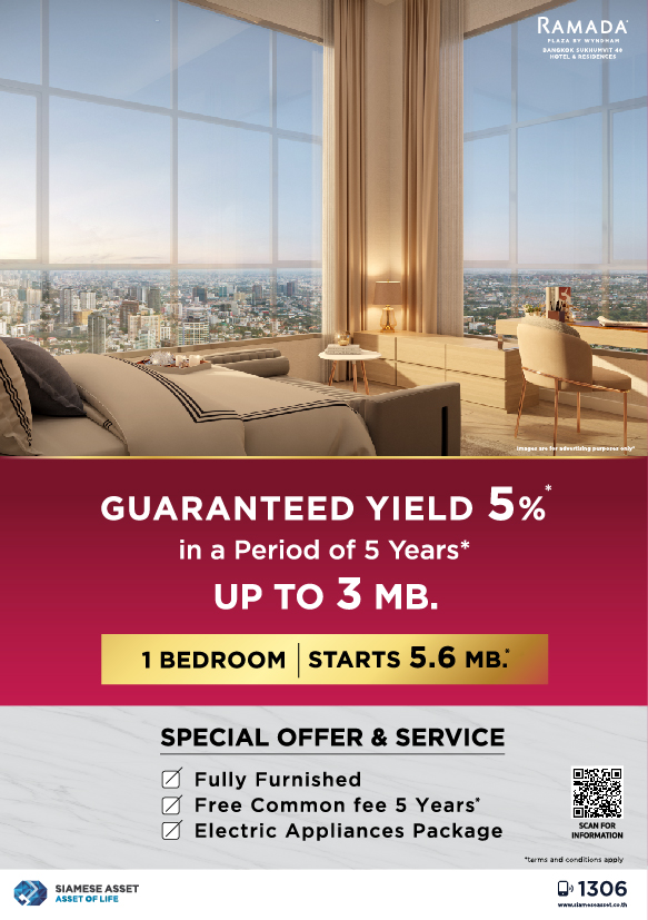 For SaleCondoOnnut, Udomsuk : Invest in Ramada Sukhumvit 48 Hotel Rooms – Guaranteed 5% Return for 5 Years!