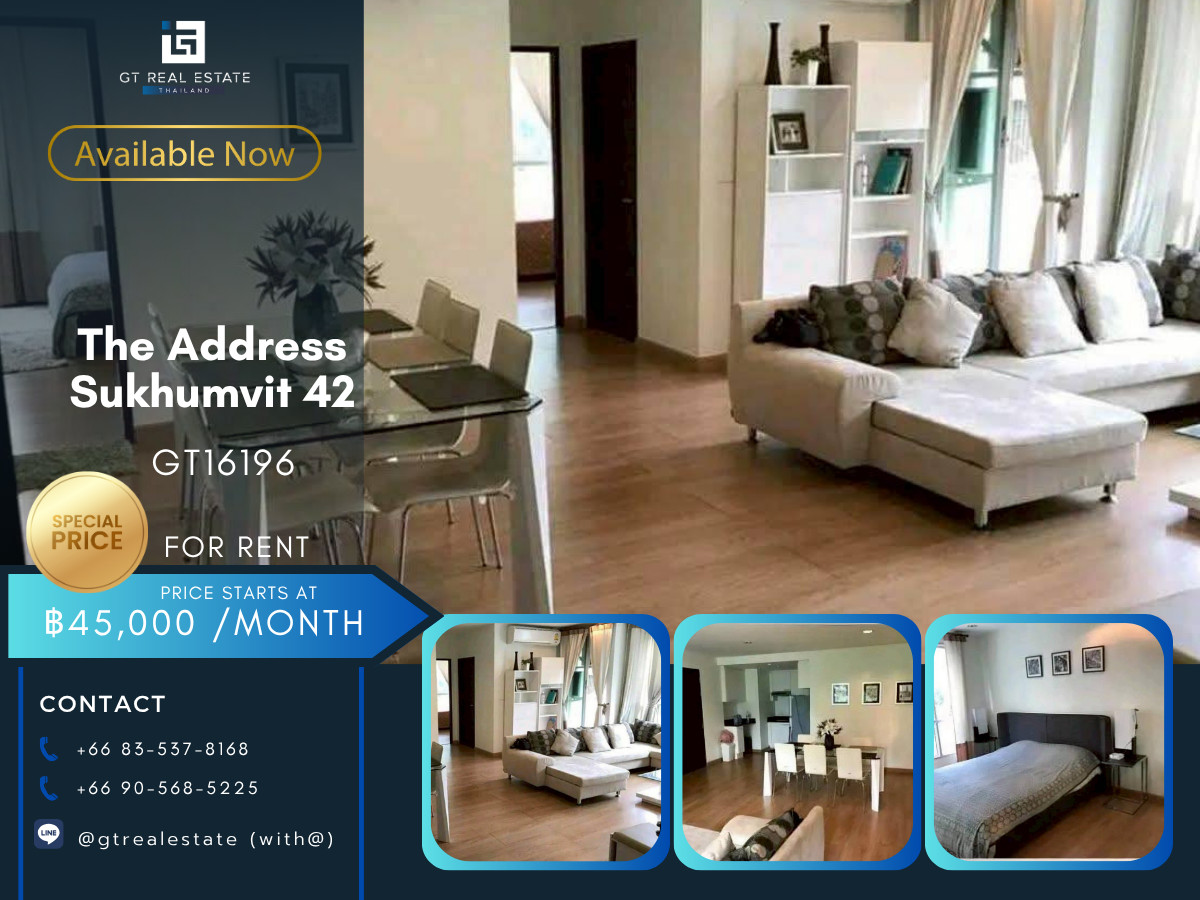 For RentCondoSukhumvit, Asoke, Thonglor : 💎 GT16196 | Condo The Address Sukhumvit 42, fully decorated, fully furnished. Ready to rent