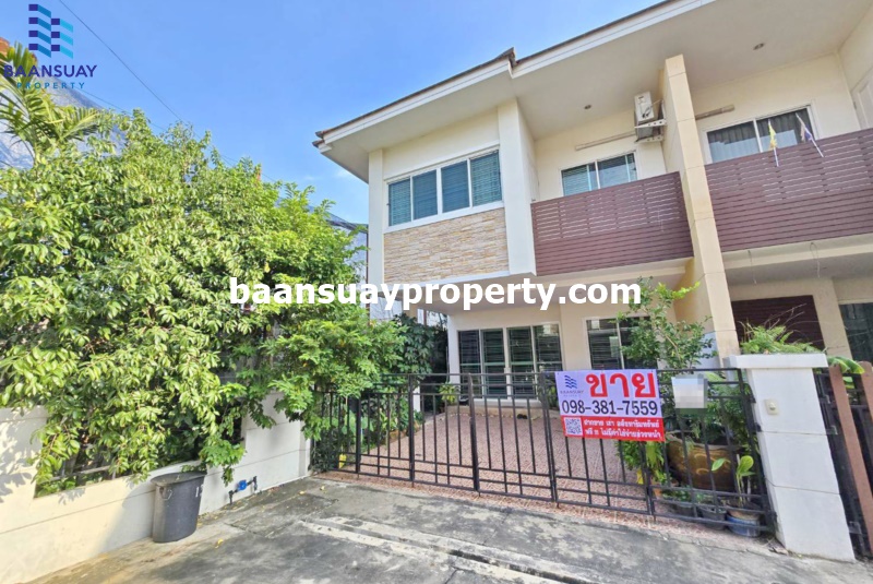 For SaleTownhomePathum Thani,Rangsit, Thammasat : For sale: 2-storey townhouse, corner unit, The Living Rangsit-Tiwanon Village, near Future Park Rangsit
