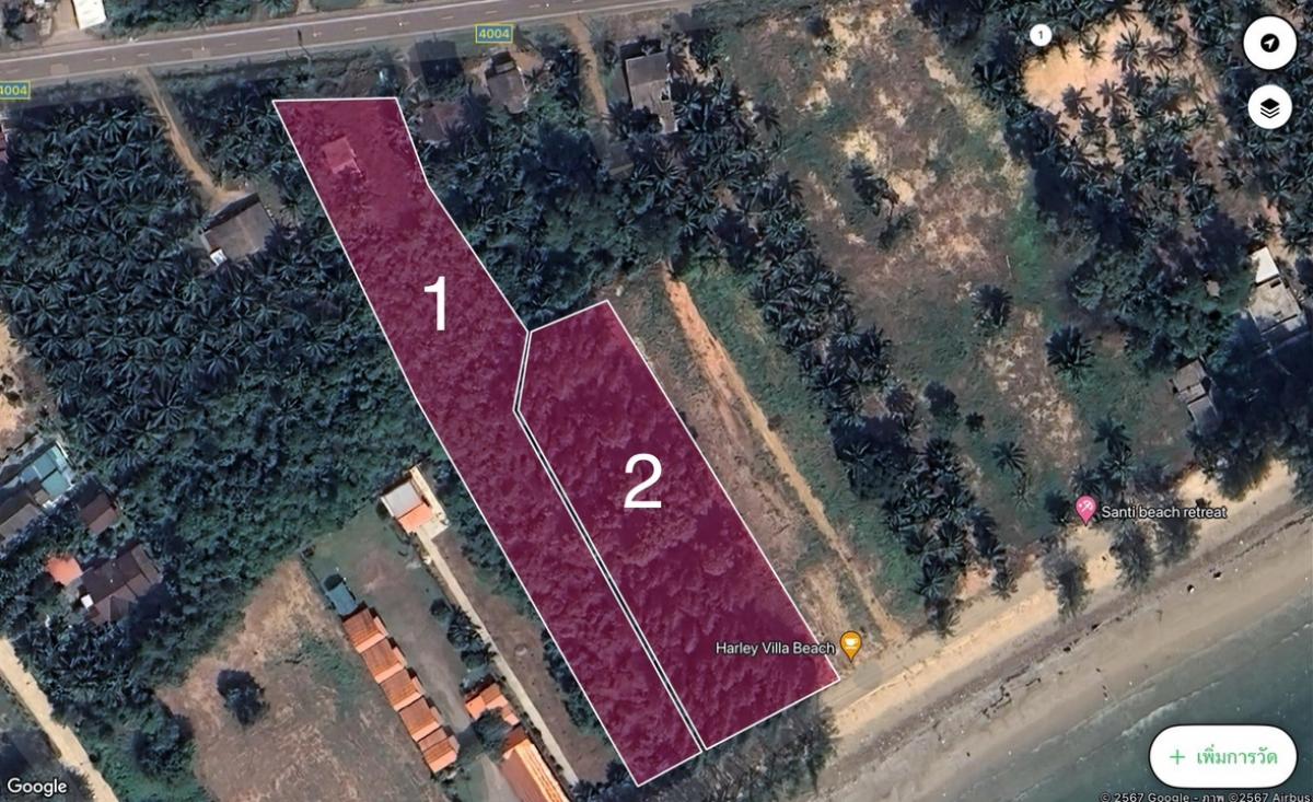 For SaleLandChumphon : Land for sale by the sea, Pathio District, Chumphon Province. Beautiful land, sea view, suitable for a resort, housing development or beachfront accommodation.