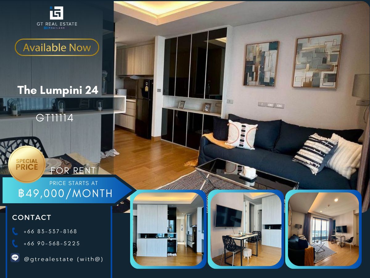 For RentCondoSukhumvit, Asoke, Thonglor : Condo The Lumpini 24, beautiful room, fully furnished, ready to rent