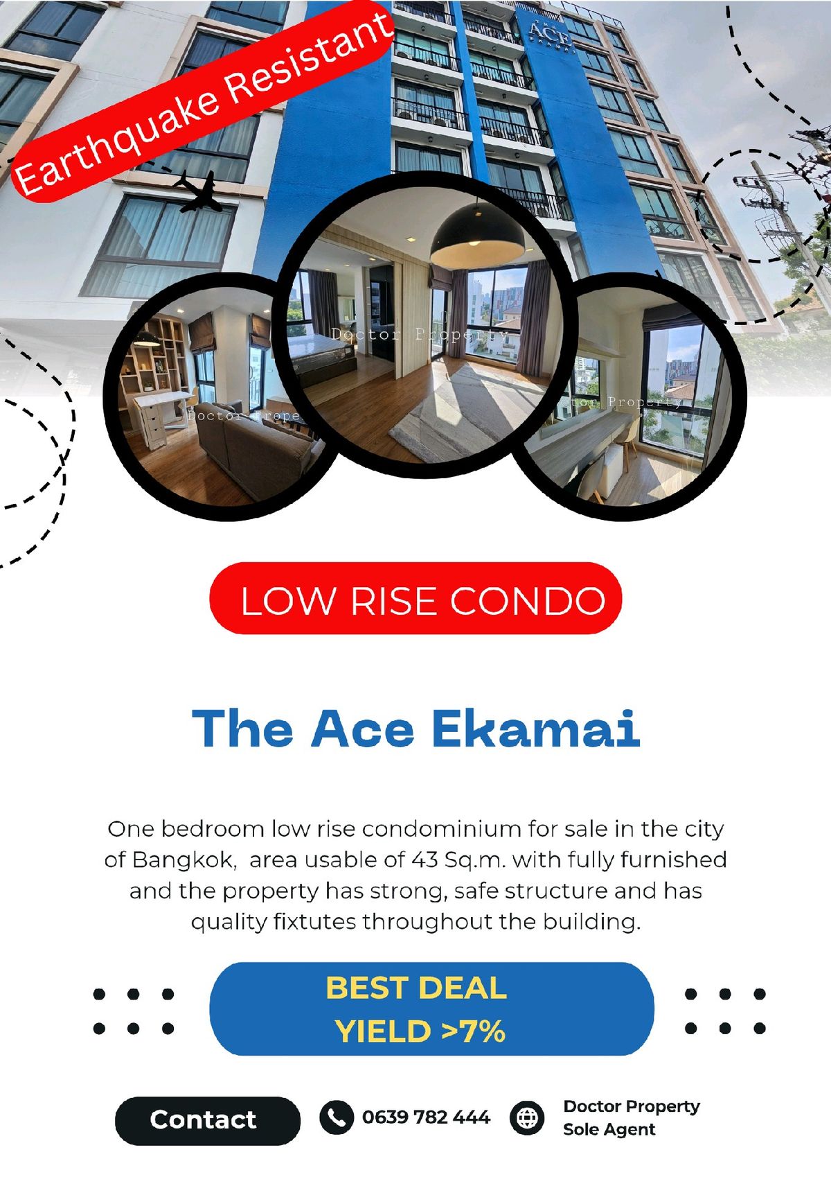 For SaleCondoSukhumvit, Asoke, Thonglor : 🔥 Shock Price 🔥The Ace Ekamai For Sale One Bedroom with fully furnished, Area Usable 40.70 SQ.M.   Ready to move in.