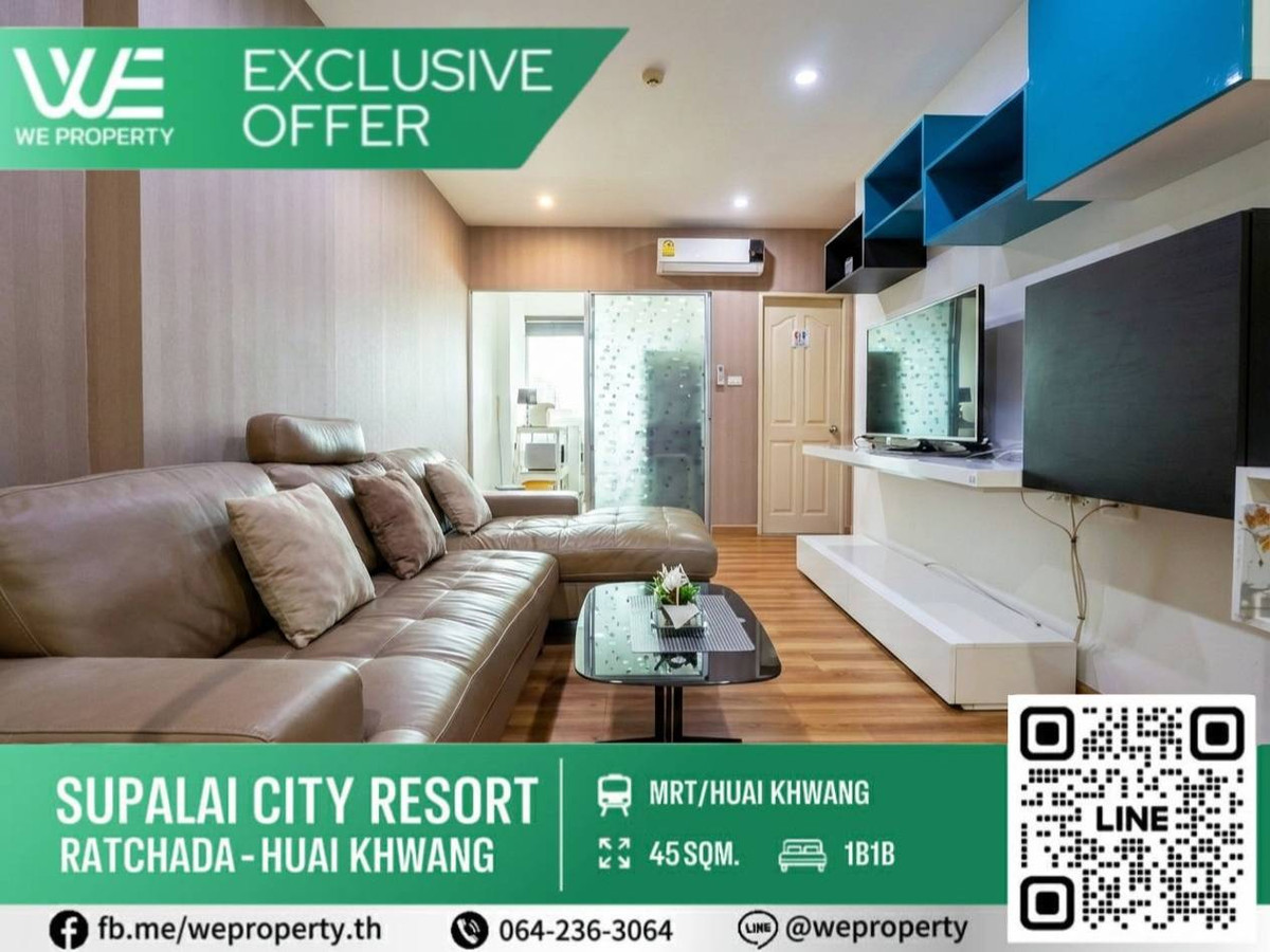 For SaleCondoRatchadapisek, Huaikwang, Suttisan : Newly renovated room, never rented out⭐Supalai City Resort Ratchada-Huai Khwang