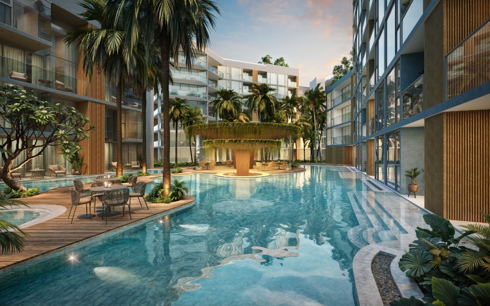 ขายคอนโดภูเก็ต : ขายคอนโดใหม่ ใกล้ Laguna หาดบางเทา, ภูเก็ต ส่วนกลางใหญ่มาก เลี้ยงสัตว์ได้