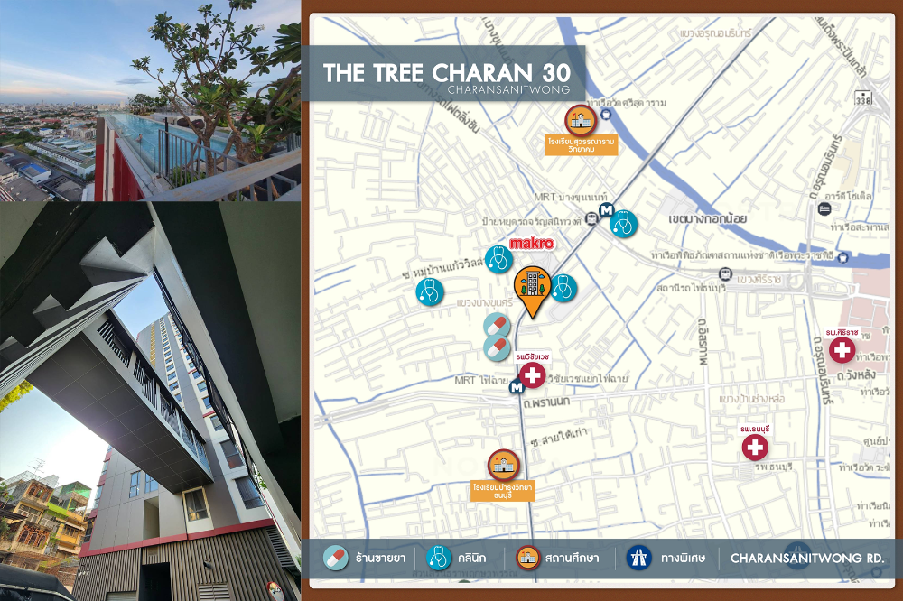 ให้เช่าคอนโดปิ่นเกล้า จรัญสนิทวงศ์ : ติดจองครับผม ** ห้องหายากมาๆ 1 ชั้น มี1 ห้อง ห้องมุม 3 ทิศ!!**ให้เช่าคอนโด ทำเลศิริราช The Tree จรัญ 30 ใกล้ MRTไฟฉายSN494.3030