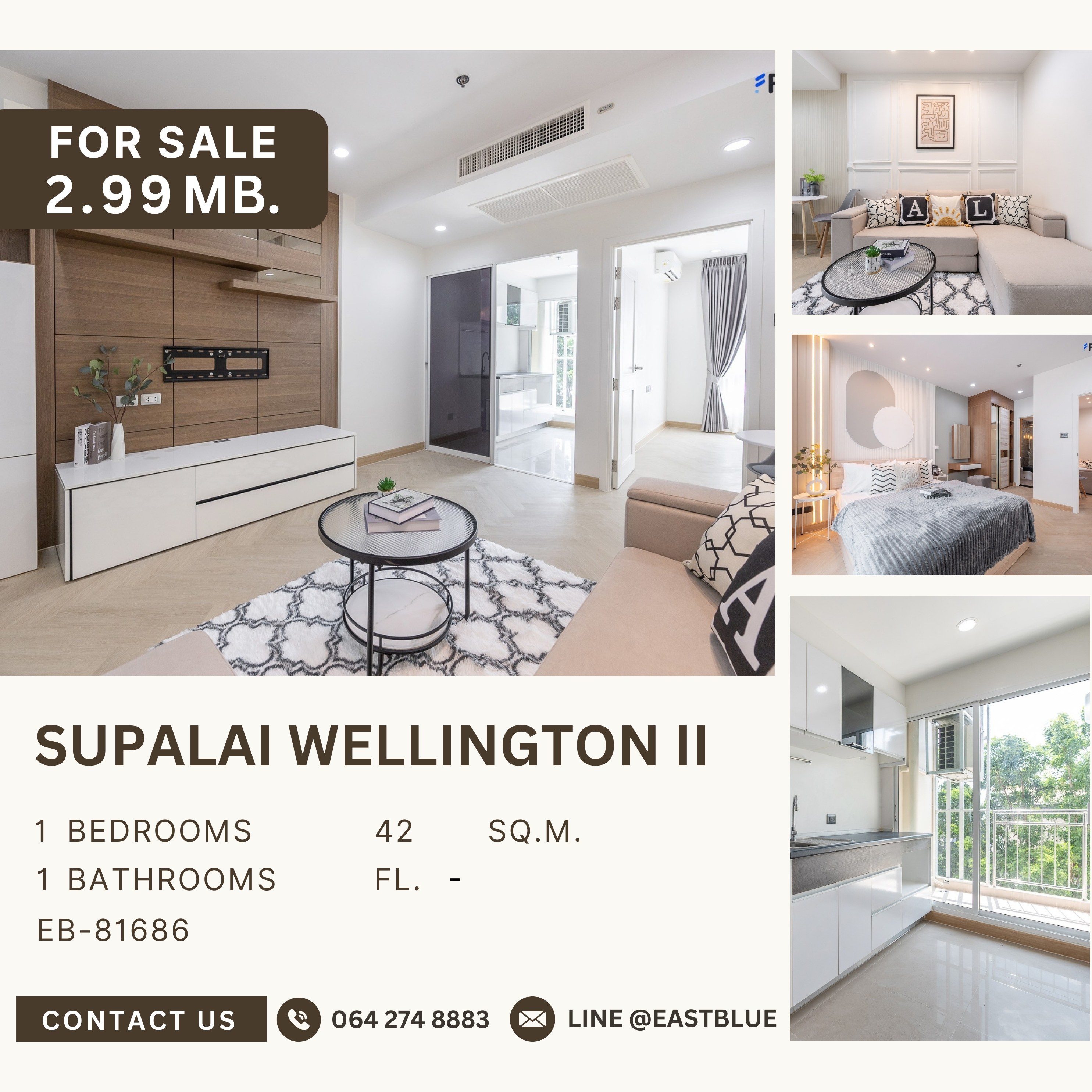 ขายคอนโดพระราม 9 เพชรบุรีตัดใหม่ RCA : Supalai Wellington II ห้องตกแต่งสวยมาก พร้อมอยู่ ราคาถูกที่สุดในตึก 2.99 ลบ.