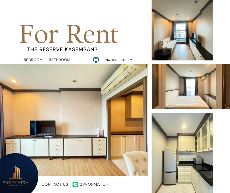 For RentCondoSiam Paragon ,Chulalongkorn,Samyan : ✨Cheap rental, very beautiful room✨ The Reserve Kasemsan 3 (1 bedroom 38 sq m.) Price 19,000 baht Tel.0981315848 @propmatch
