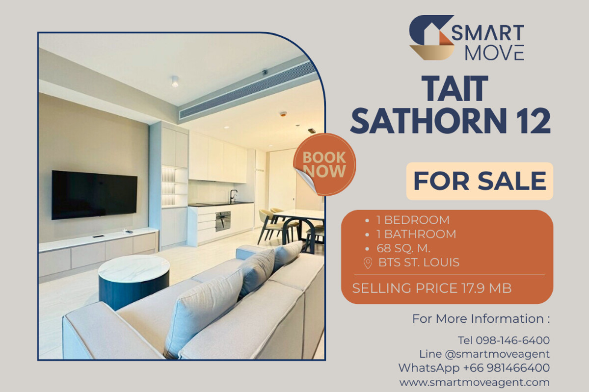 For SaleCondoSathorn, Narathiwat : ⚡️⚡️Sale with tenant !! ⚡️⚡️Code C20230600051.......Tait Sathorn 12, 1 bedroom, 1 bathroom, city view, South Facing, high floor 18+, furnished, Special Deal!!📢📢
