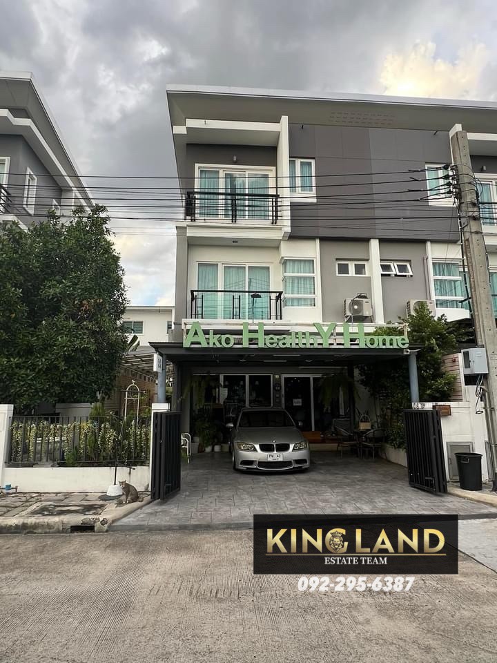 For RentTownhomeVipawadee, Don Mueang, Lak Si : #For rent, 3-storey twin house, Chuenchuen Modus Village, Vibhavadi, 3 bedrooms, 4 bathrooms, 6 air conditioners, fully furnished, decorated as a cafe, ready to start a business, has a bedroom with furniture or can be used as an office. 💰Rental price 120,