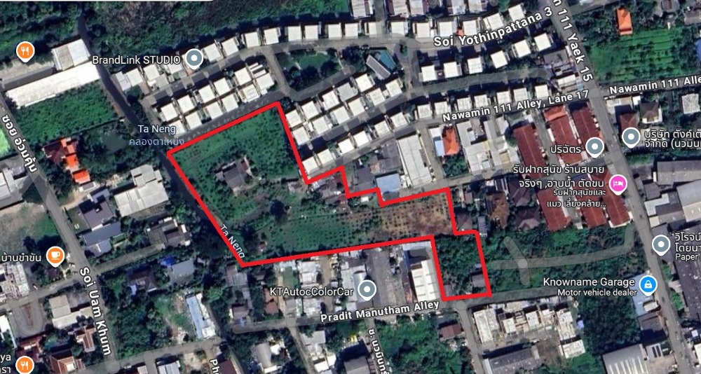 For SaleLandYothinpattana,CDC : Large land plot for sale, 8 rai, near Ekkamai-Ram Intra Expressway, Yothin Phatthana 3 (Praditmanutham), Nawamin 111
