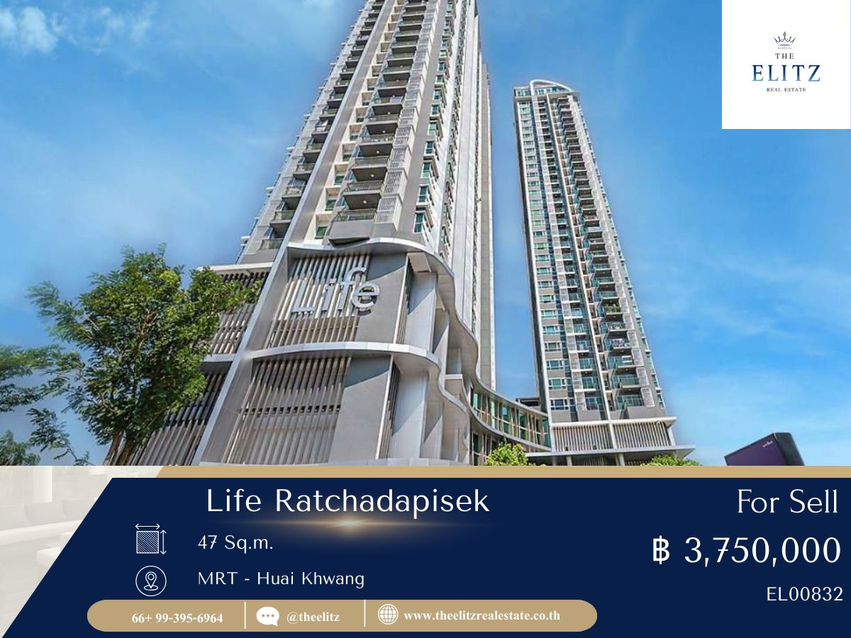 For SaleCondoRatchadapisek, Huaikwang, Suttisan : 💥 Owner urgently selling Life Ratchadapisek, very cheap price 💯 High floor, beautiful view, convenient transportation, near MRT-Huai Khwang 🚄