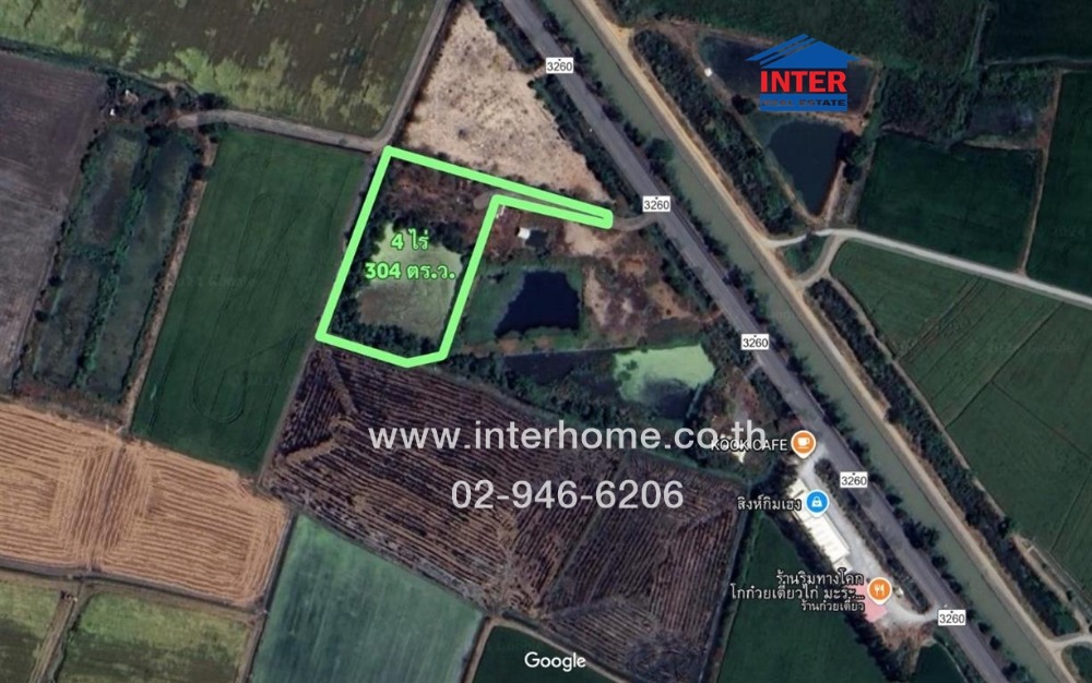 For SaleLandSuphan Buri : Vacant land 4 rai 304 sq.w. Vacant land near Wat Nen Kasem, Malai Man Road, Rural Highway No. 3260, Bang Pla Ma, Suphan Buri