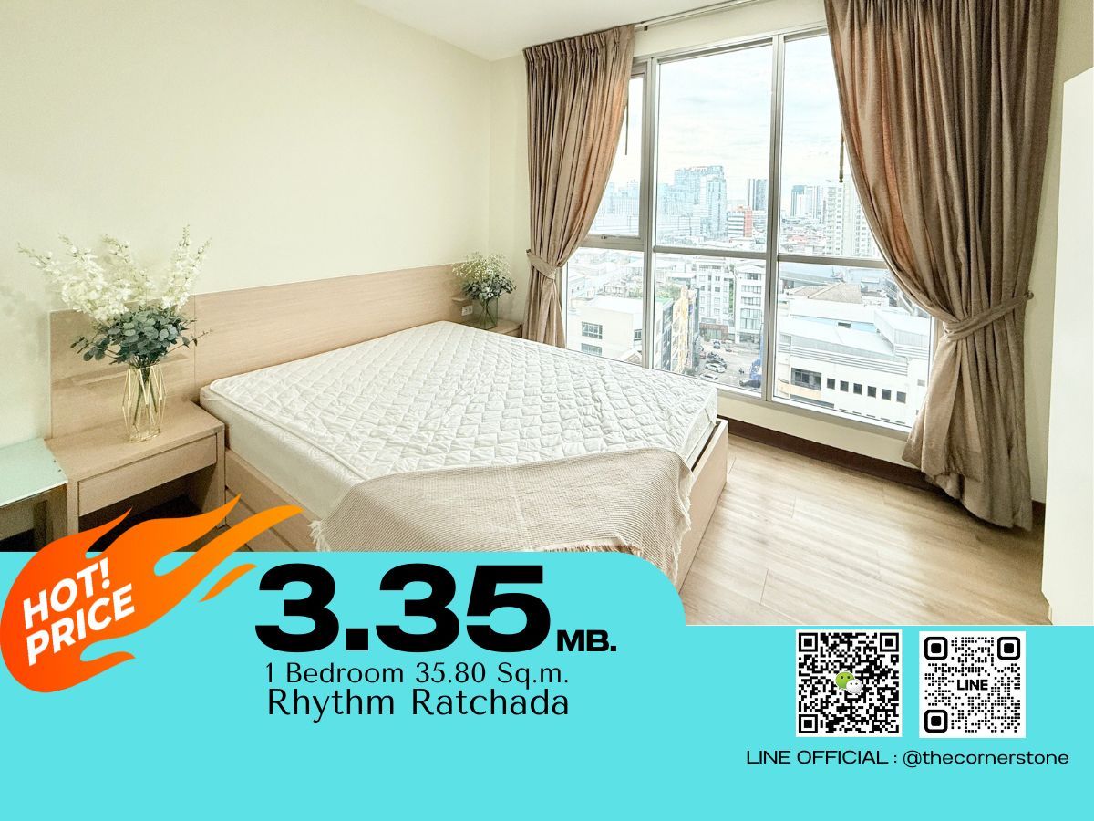 For SaleCondoRatchadapisek, Huaikwang, Suttisan : For Sale ‼️ Rhythm Ratchada Great Price Unit ✨ Fully furnished with electrical appliances, ready to move in. 📍 Prime location, near MRT Ratchada. (No.251134)