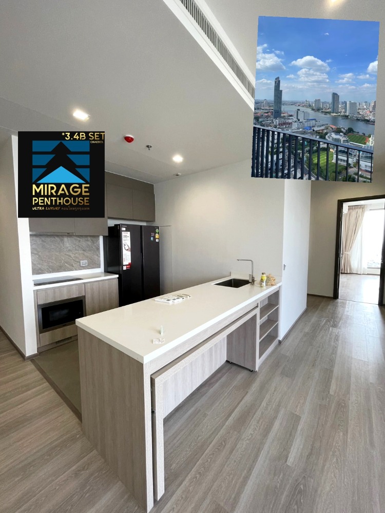 For RentCondoSathorn, Narathiwat : 🔥👑🅻🆄🆇🆄🆁🆈!!👑Large, luxurious!! 3BED, very wide, high floor, river bend view🌊🌊!!🏦👑SUPER LUXURY👑New, beautiful✨🔥🔥🎯🎯Rhythm Charoenkrung Pavilion✅3🅱4✅ 135 sqm. High fl 33 (#BTS#CBD📌)🔥✨LINE:miragecondo✅