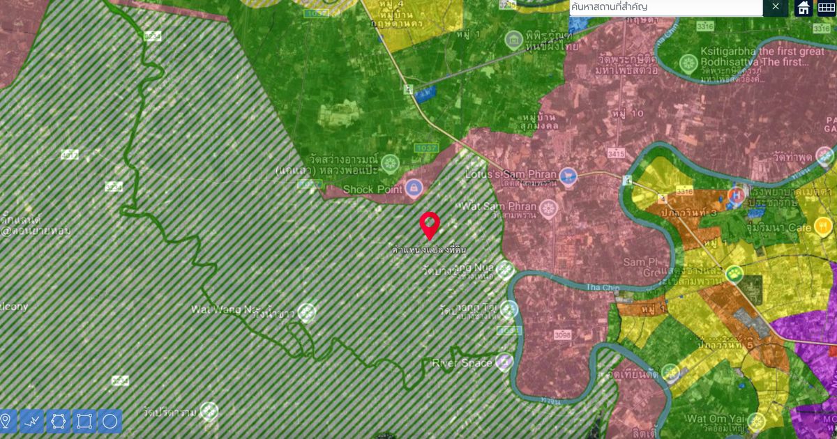 ขายที่ดินนครปฐม : ขายที่ดินสามพราน จังหวัดนครปฐมเนื้อที่ 7 ไร่ 2 งาน 95 ตารางวาพร้อมโกดัง ออฟฟิศ ขนาด 1,200 ตารางเมตรและโครงสร้างบ้านขนาด 1,300 ตารางเมตร