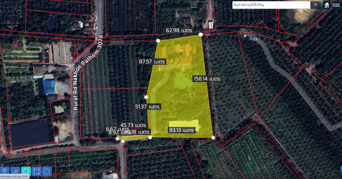 ขายที่ดินนครปฐม : ขายที่ดินสามพราน จังหวัดนครปฐมเนื้อที่ 7 ไร่ 2 งาน 95 ตารางวาพร้อมโกดัง ออฟฟิศ ขนาด 1,200 ตารางเมตรและโครงสร้างบ้านขนาด 1,300 ตารางเมตร